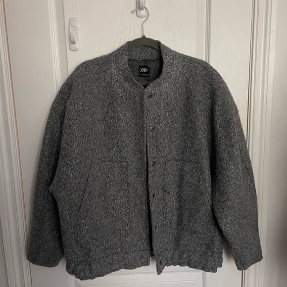 Zara grey wool bomber jacket - Picture 1 of 4